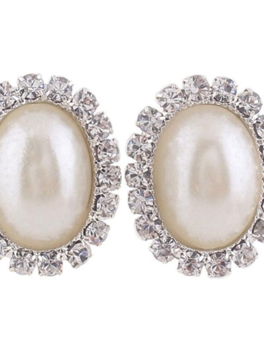 Bridal Rhinestone Opal Oval Shape Clip on Earrings for Women Charm Jewelry No Ho